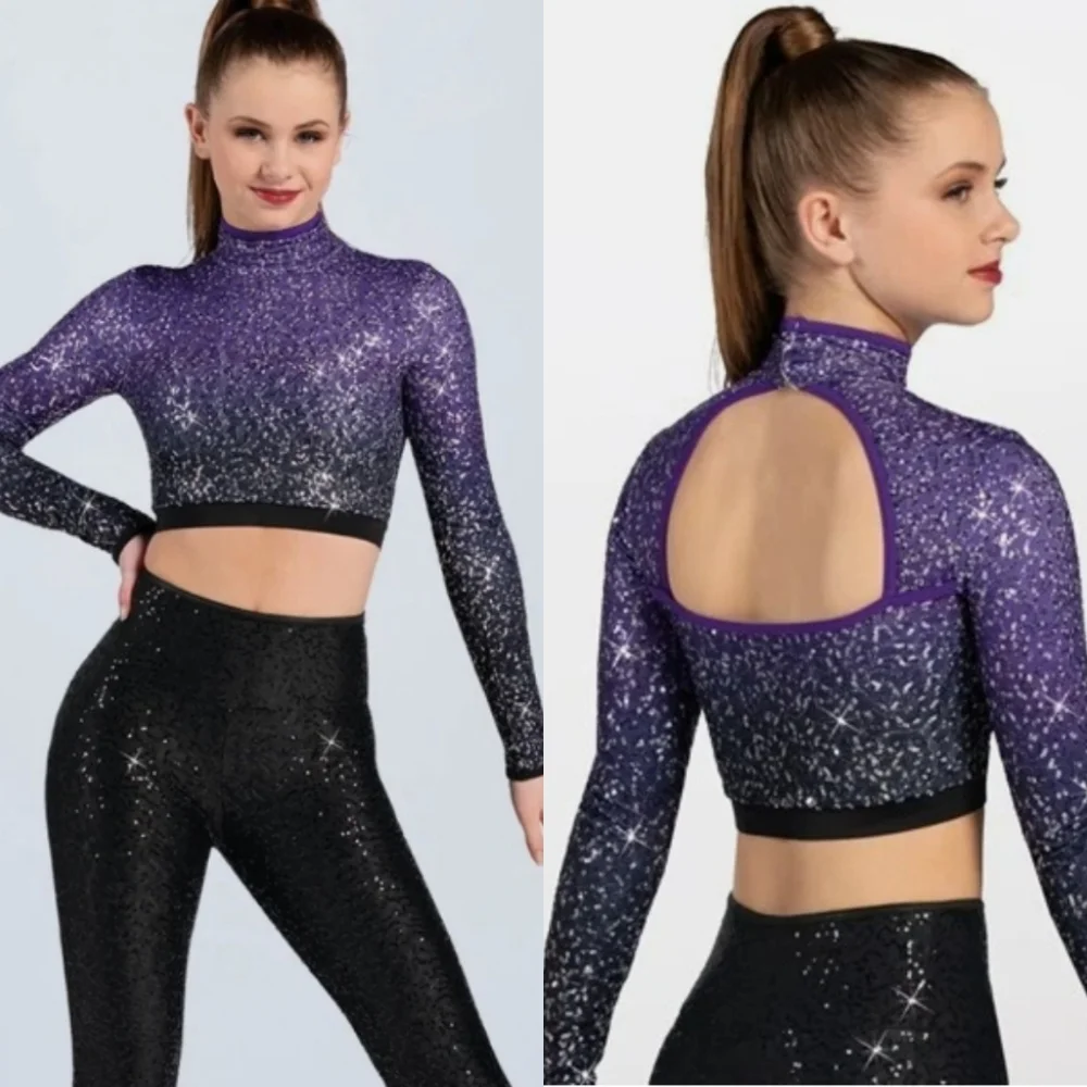💜 Balera Performance Crop Top – Ombre Sequin (Child Medium)